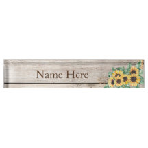 Sunflowers Country Western Desk Name Plate