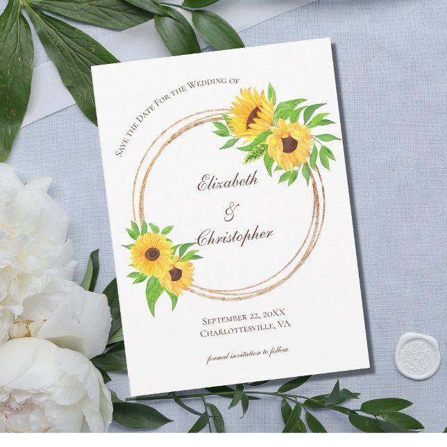 Sunflowers Country Yellow Floral QR code Wedding  Save The Date (Creator Uploaded)
