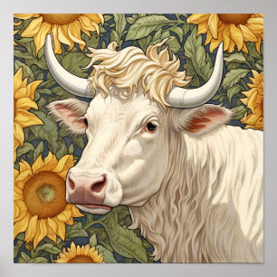 Sunflowers Cow  Poster