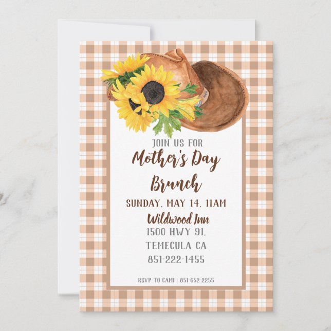 Sunflowers & Cowboy Hat Mother's Day Invites (Front)