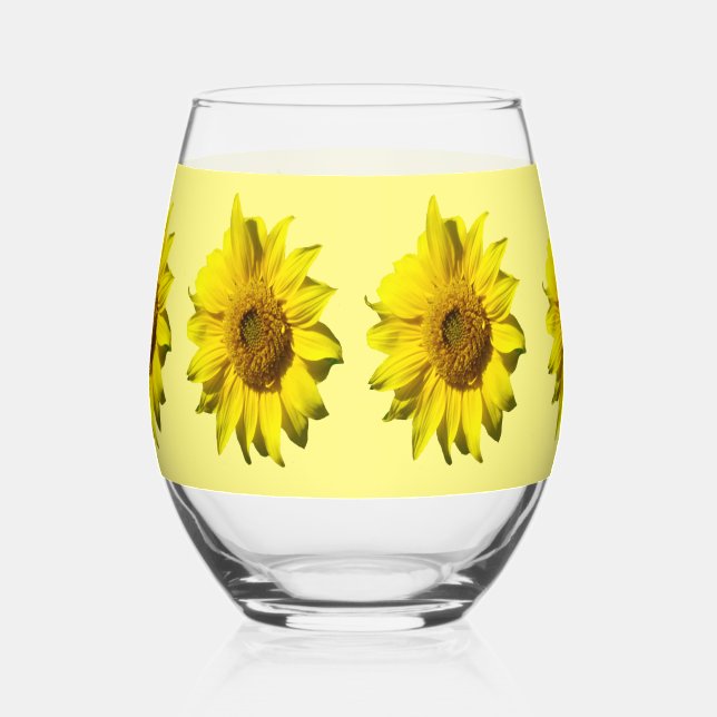 Sunflowers Cust. Background Colour Wine Glass (Left)