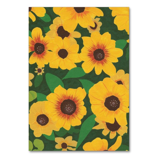Sunflowers, custom floral reading flashcards table number (Front)