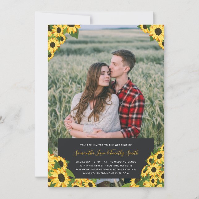 Sunflowers Custom Photo Wedding Invitation (Front)