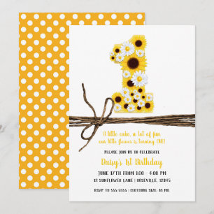 Sunflowers & Daisies ONE 1st Birthday Party Invitation