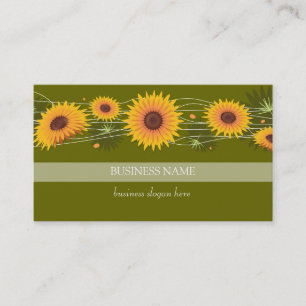 Sunflowers Dark Background Business Card