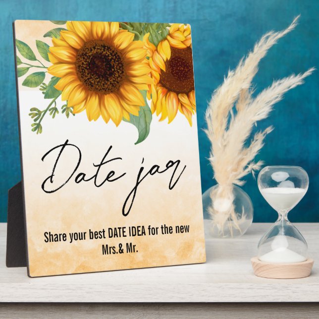 Sunflowers Date Jar sign Tabletop  Plaque (Side)
