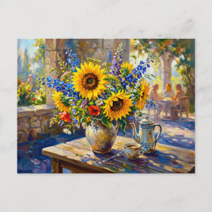 Sunflowers Delphinium Garden Passage Postcard