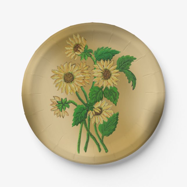 Sunflowers design paper plate (Front)
