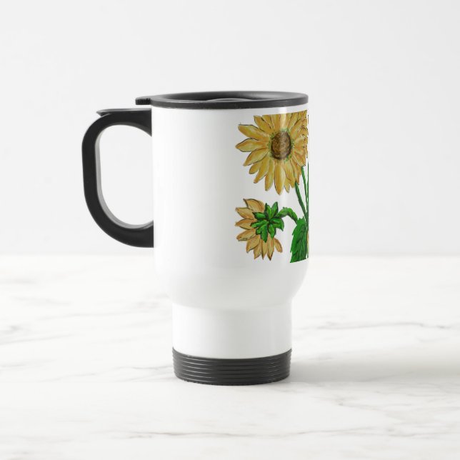 Sunflowers design  travel mug (Left)