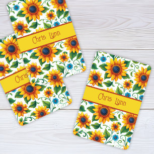 Sunflowers Digital Art Yellow Orange Green Playing Cards