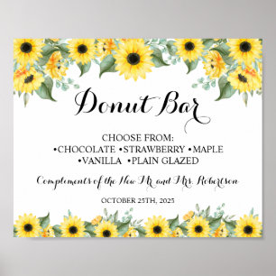 Sunflowers Doughnut Bar Bridal Shower Wedding Sign