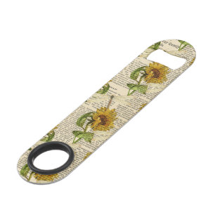 Sunflowers Dragonflies Old Newspaper Country Style