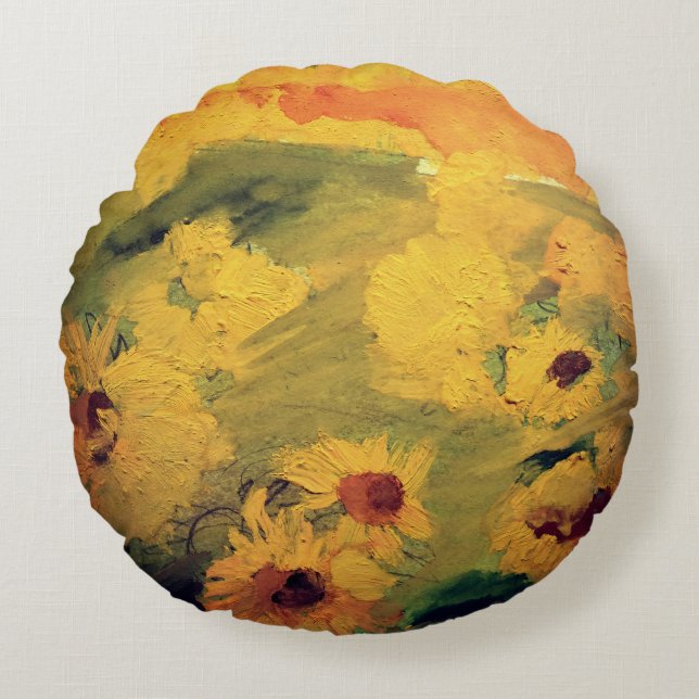 Sunflowers Drawing, Field Cushion (Front)