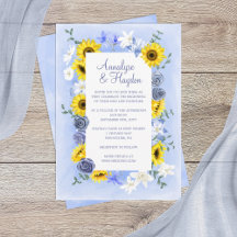 Sunflowers Dusty Blue Roses Wedding
