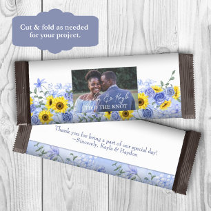 Sunflowers, Dusty Blue Wedding Candy Bar Wrapper