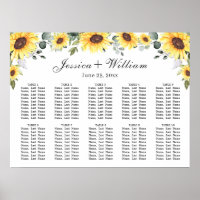 Sunflowers Eucalyptus 10 Tables SEATING CHART