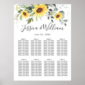 Sunflowers Eucalyptus 8 Tables SEATING CHART