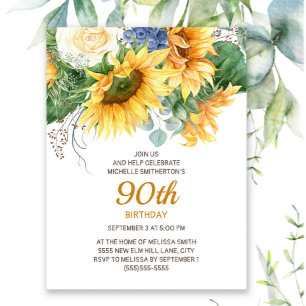 Sunflowers Eucalyptus 90th Birthday Postcard