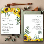 Sunflowers Eucalyptus All in One QR Code Wedding Invitation<br><div class="desc">Amaze your guests with this elegant all in one wedding invite featuring beautiful sunflowers and modern typography with QR Code for online RSVP. Simply add your event details on this easy-to-use template to make it a one-of-a-kind invitation.</div>