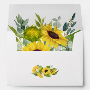Sunflowers & Eucalyptus Botanical Wedding Envelope