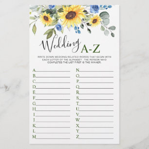 Sunflowers Eucalyptus Greenery Bridal Shower Game