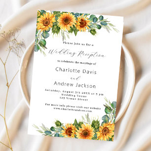 Sunflowers eucalyptus luxury wedding reception invitation