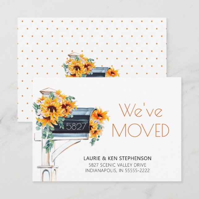 Sunflowers Eucalyptus Mailbox Watercolor We Moved (Front/Back)