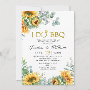 Sunflowers Eucalyptus Rustic Engagement Party Invitation
