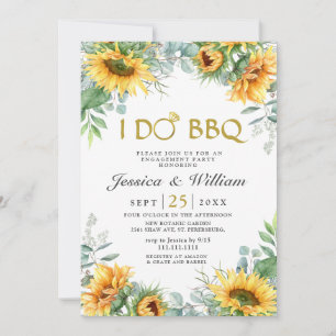Sunflowers Eucalyptus Rustic Engagement Party Invitation