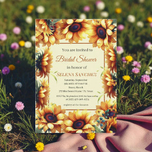 Sunflowers Eucalyptus Rustic Floral Bridal Shower  Invitation