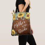 Sunflowers Eucalyptus Rustic  Mother of the Bride Tote Bag<br><div class="desc">Sunflowers Eucalyptus Rustic "mother of the groom" script and custom name on the back, elegant and romantic, great personalised gifts for mother of the groom. For further customisation, please click the "customise further" link and use our design tool to modify this template. If you need help or matching items, please...</div>