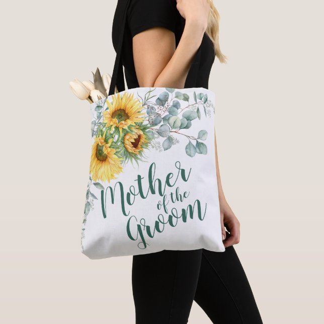Sunflowers Eucalyptus Rustic  Mother of the Groom Tote Bag (Close Up)