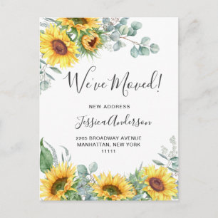 Sunflowers Eucalyptus Rustic Moving Announcement Postcard