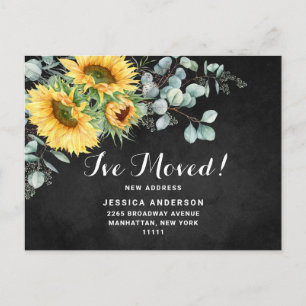 Sunflowers Eucalyptus Rustic Moving Announcement Postcard
