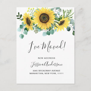 Sunflowers Eucalyptus Rustic Moving Announcement Postcard