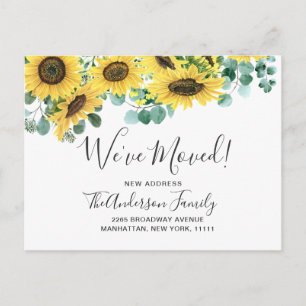 Sunflowers Eucalyptus Rustic Moving Announcement Postcard