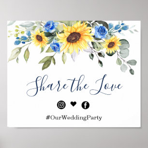 Sunflowers Eucalyptus Share the Love Wedding Sign