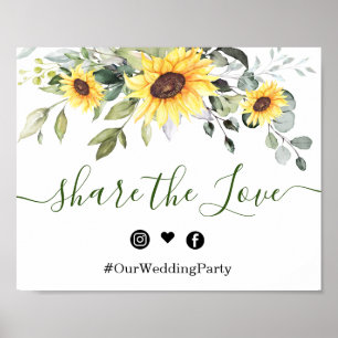 Sunflowers Eucalyptus Share the Love Wedding Sign