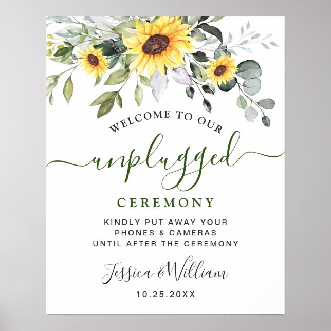 Sunflowers Eucalyptus Unplugged Wedding Ceremony  Poster (Front)