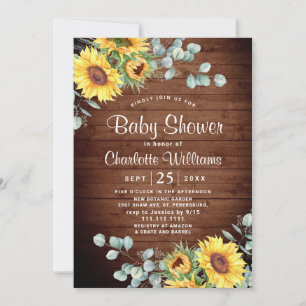 Sunflowers Eucalyptus Watercolor Baby Shower Invitation