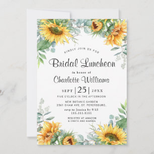 Sunflowers Eucalyptus Watercolor Bridal Luncheon Invitation