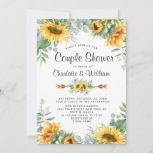 Sunflowers Eucalyptus Watercolor Couple Shower Invitation
