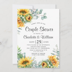 Sunflowers Eucalyptus Watercolor Couple Shower Invitation