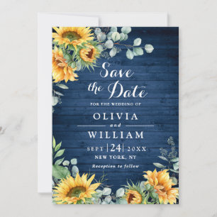 Sunflowers Eucalyptus Watercolor Rustic Wedding Save The Date