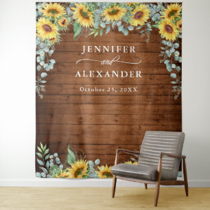 Sunflowers Eucalyptus Wedding Photo Booth Backdrop Tapestry