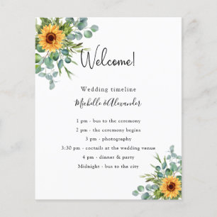 Sunflowers eucalyptus wedding program details