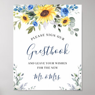 Sunflowers Eucalyptus Wedding Sign Our Guestbook
