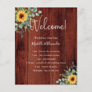 Sunflowers eucalyptus wedding wood program details