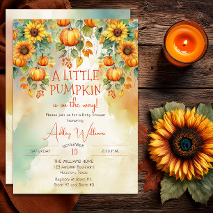 Sunflowers Fall A Little Pumpkin Baby Shower Invitation
