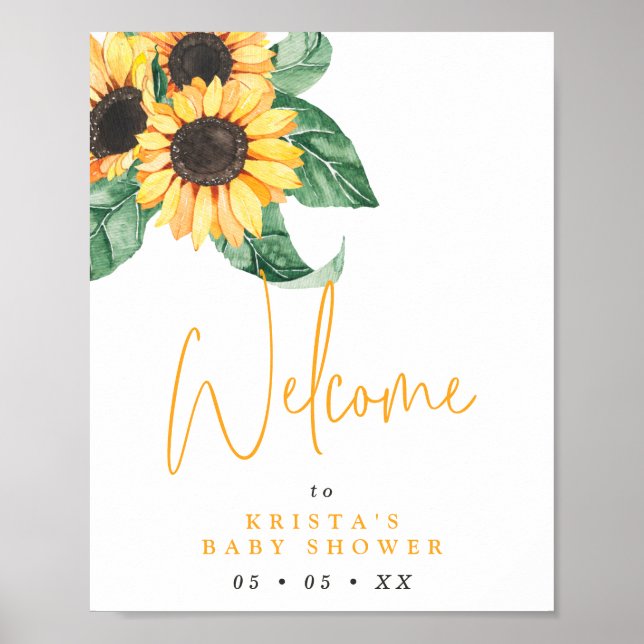 Sunflowers Fall Baby Shower Welcome Poster (Front)